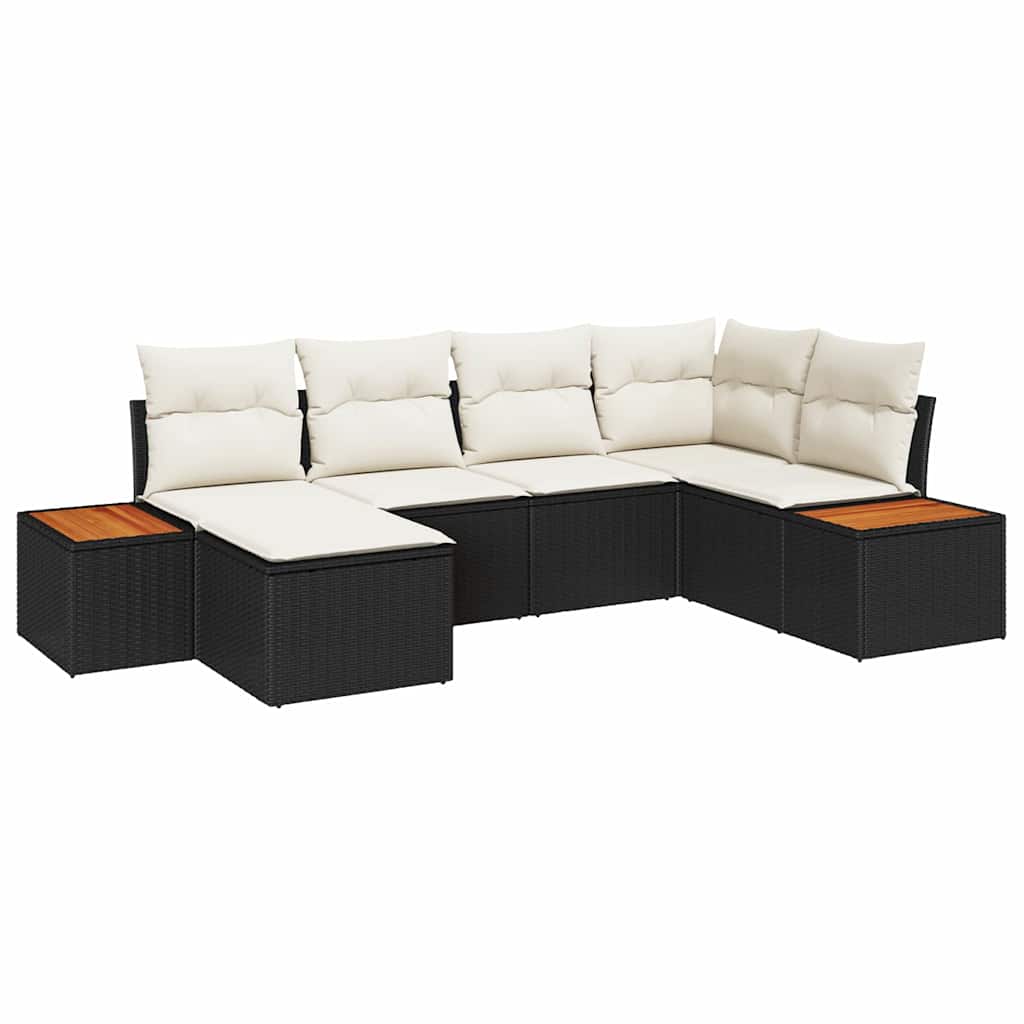 Tuin Sofa Set met kussen 6 pcs Zwart poly rattan