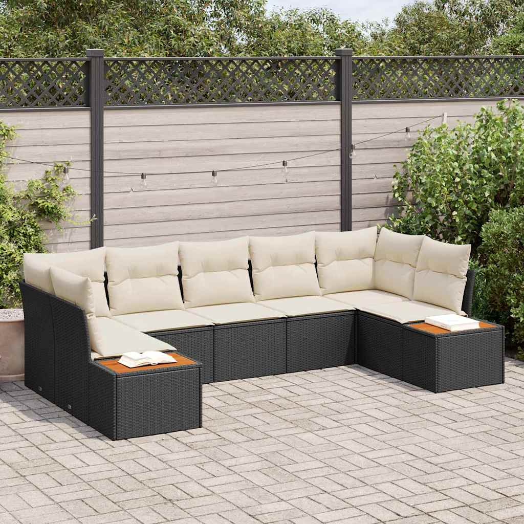 Tuin Sofa Set met kussen 7 pcs Zwart poly rattan