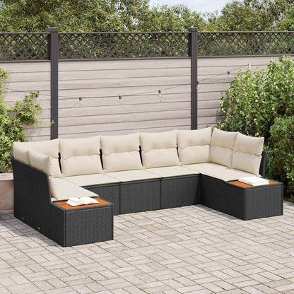 Tuin Sofa Set met kussen 7 pcs Zwart poly rattan