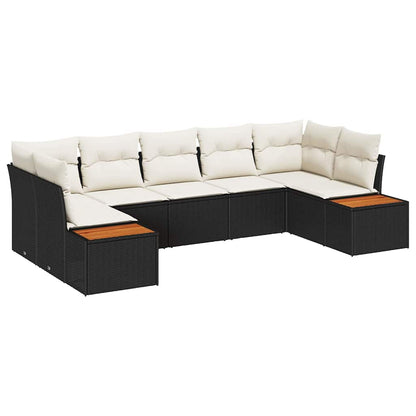 Tuin Sofa Set met kussen 7 pcs Zwart poly rattan