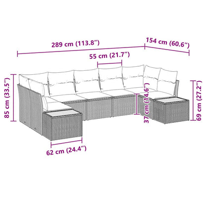 Tuin Sofa Set met kussen 7 pcs Zwart poly rattan