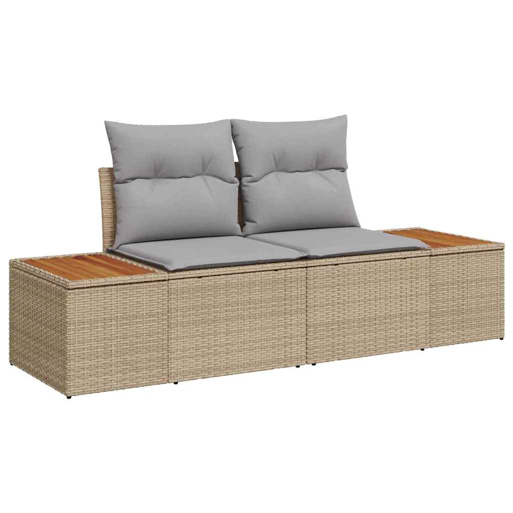 Tuinbankenset met kussen 11 pcs Beige Poly riet