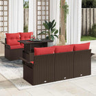 Garden Sofa Set with Cushions 6 pcs Brown Poly Rattan