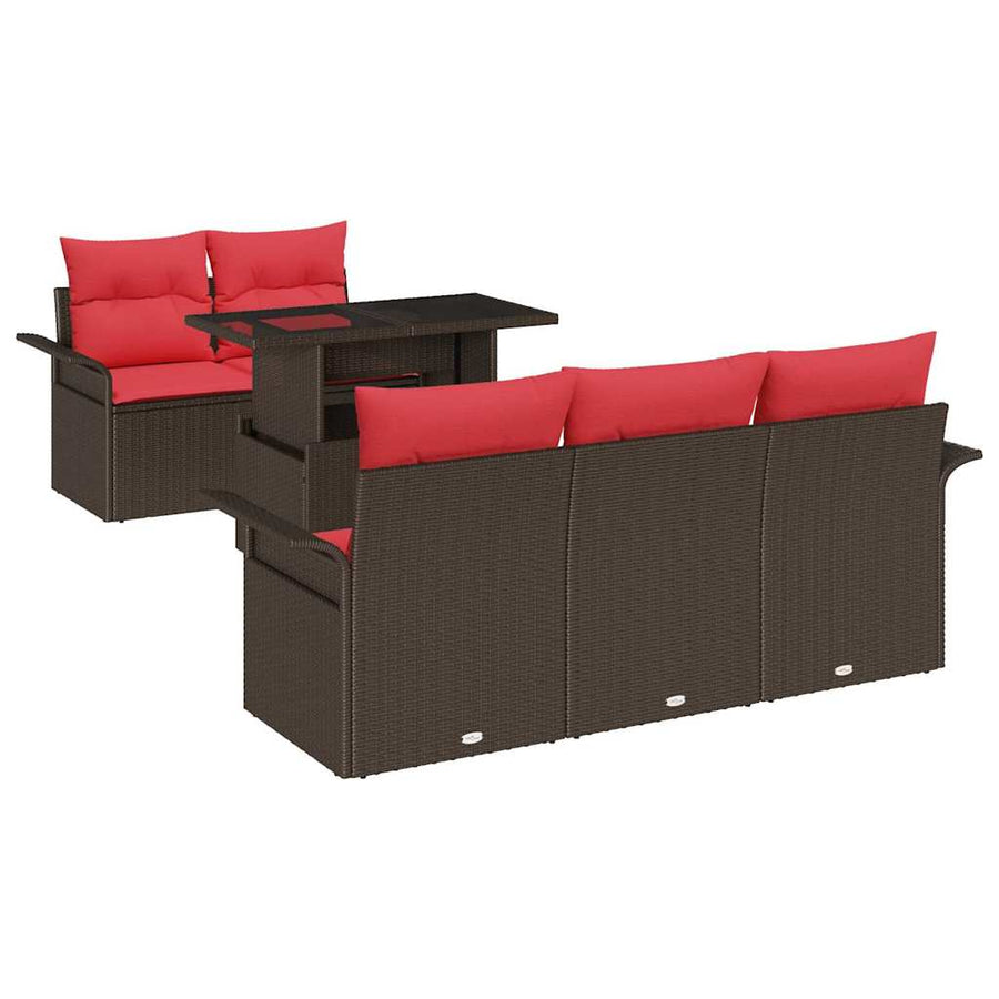 Tuin Sofa Set met kussen 6 pcs Bruin poly rattan