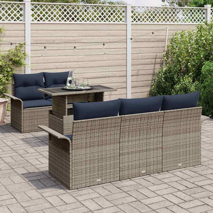 Tuin Sofa Set met kussen 6 pcs Grijs poly rattan