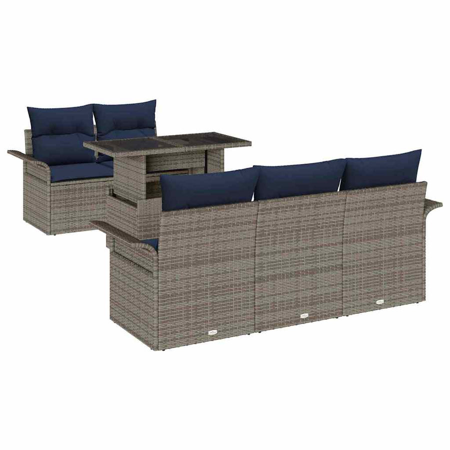 Tuin Sofa Set met kussen 6 pcs Grijs poly rattan