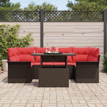 Tuin Sofa Set met kussen 7 pcs Bruin poly rattan