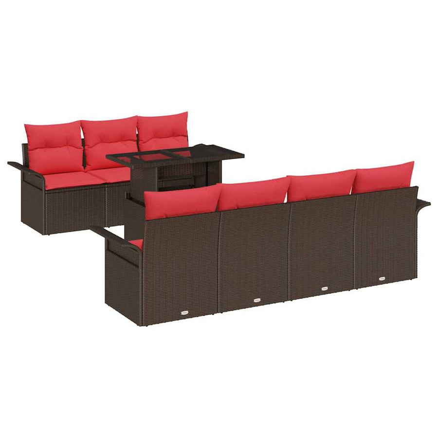 Tuin Sofa Set met kussen 8 pcs Bruin poly rattan