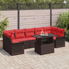Tuinset poly rattan 8-delig bruin acaciahout