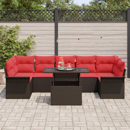 Tuin Sofa Set met kussen 8 pcs Bruin poly rattan