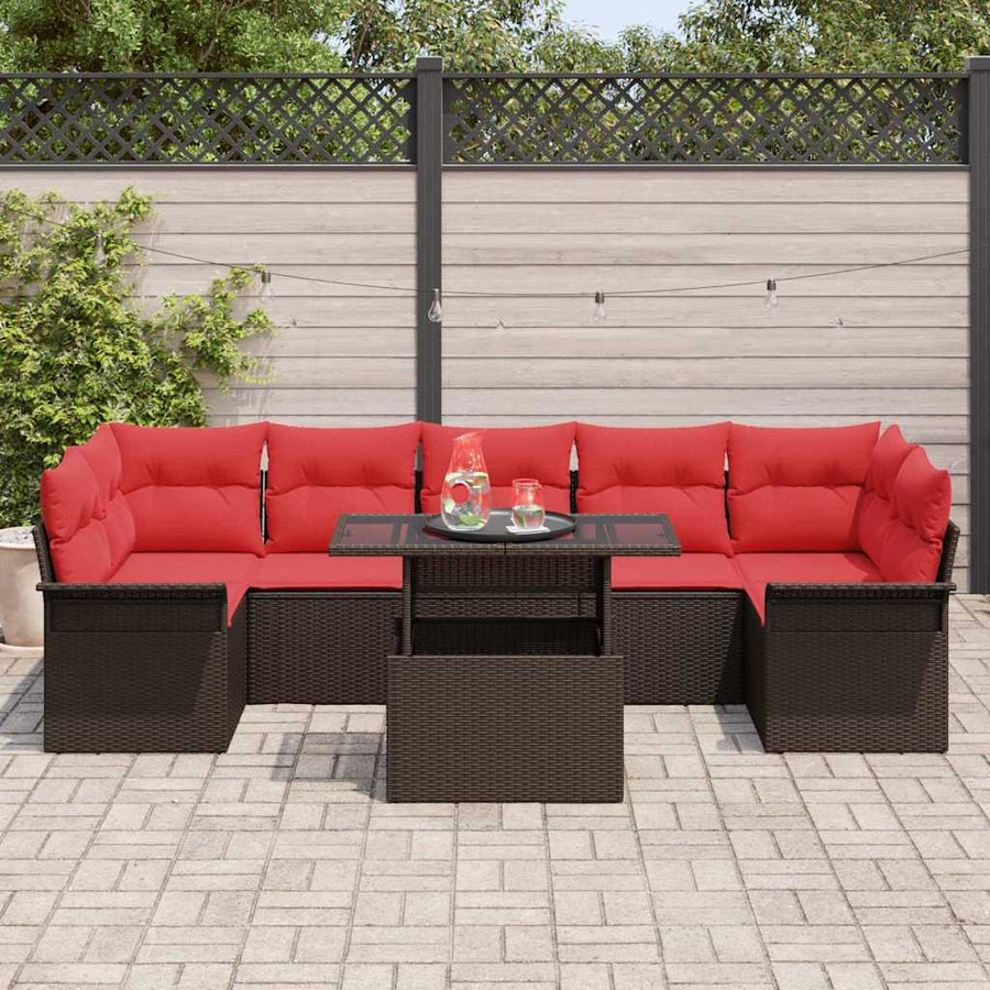 Tuin Sofa Set met kussen 8 pcs Bruin poly rattan