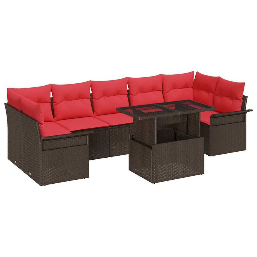 Tuin Sofa Set met kussen 8 pcs Bruin poly rattan