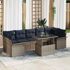 Tuinset poly rattan grijs 8-delig
