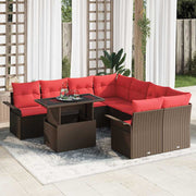 Tuinset poly rotan bruin 9-delig