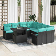 Tuinset poly riet 9-delig zwart 8 personen