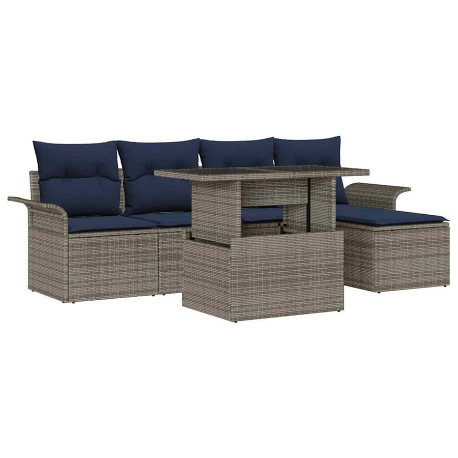 Tuin Sofa Set met kussen 6 pcs Grijs poly rattan