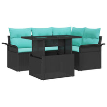 Tuin Sofa Set met kussen 5 pcs Zwart poly rattan