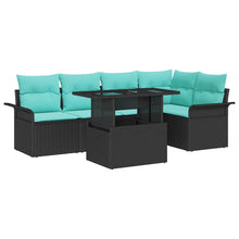 Tuin Sofa Set met kussen 6 pcs Zwart Poly riet