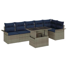 Tuin Sofa Set met kussen 7 pcs Grijs Poly riet