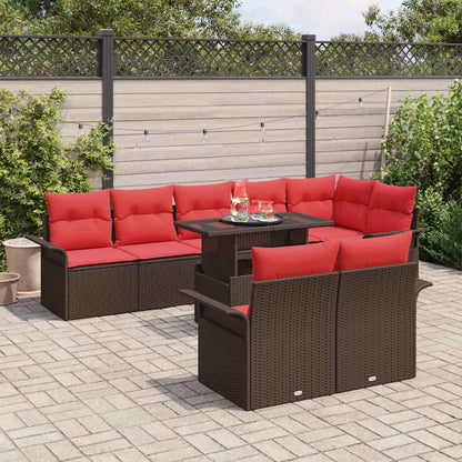 Tuin Sofa Set met kussen 9 pcs Bruin Poly riet