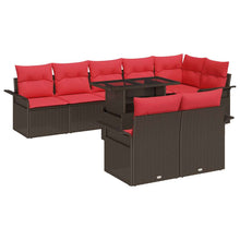 Tuin Sofa Set met kussen 9 pcs Bruin Poly riet