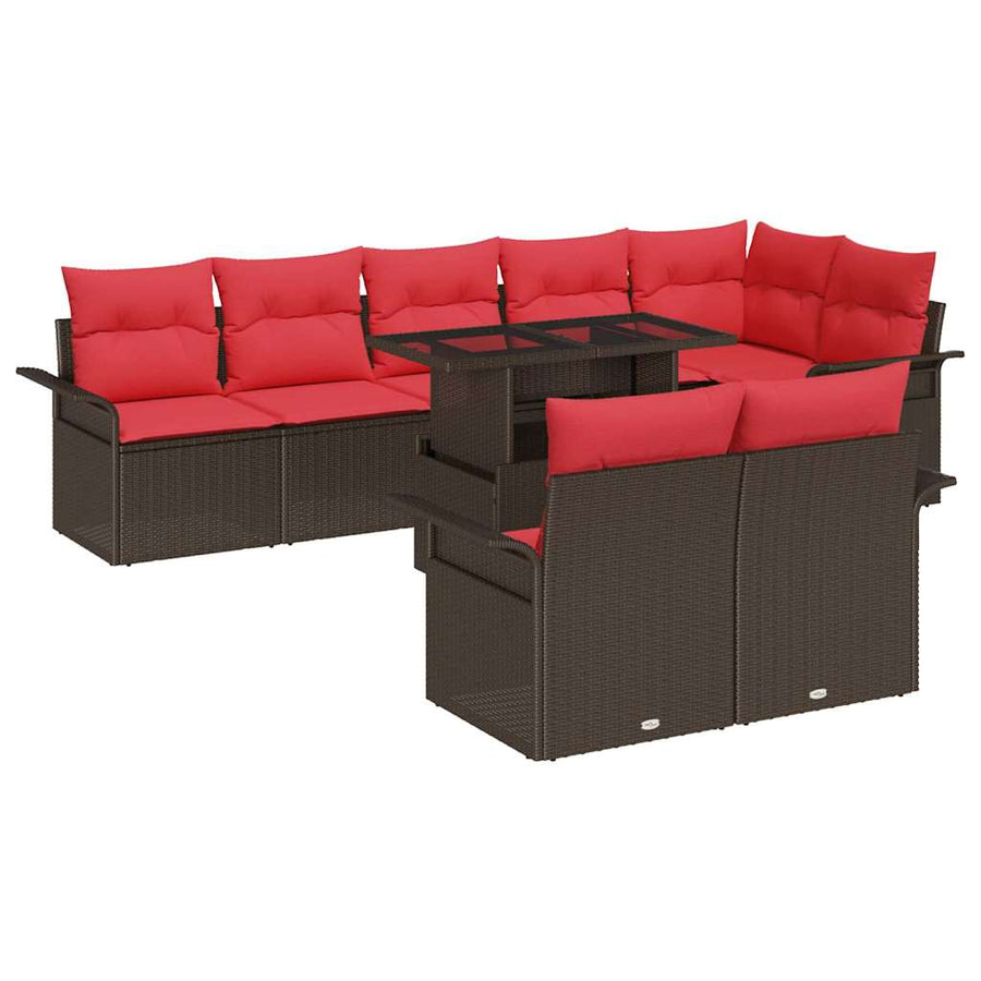Tuin Sofa Set met kussen 9 pcs Bruin Poly riet