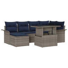 Tuin Sofa Set met kussen 7 pcs Grijs poly rattan