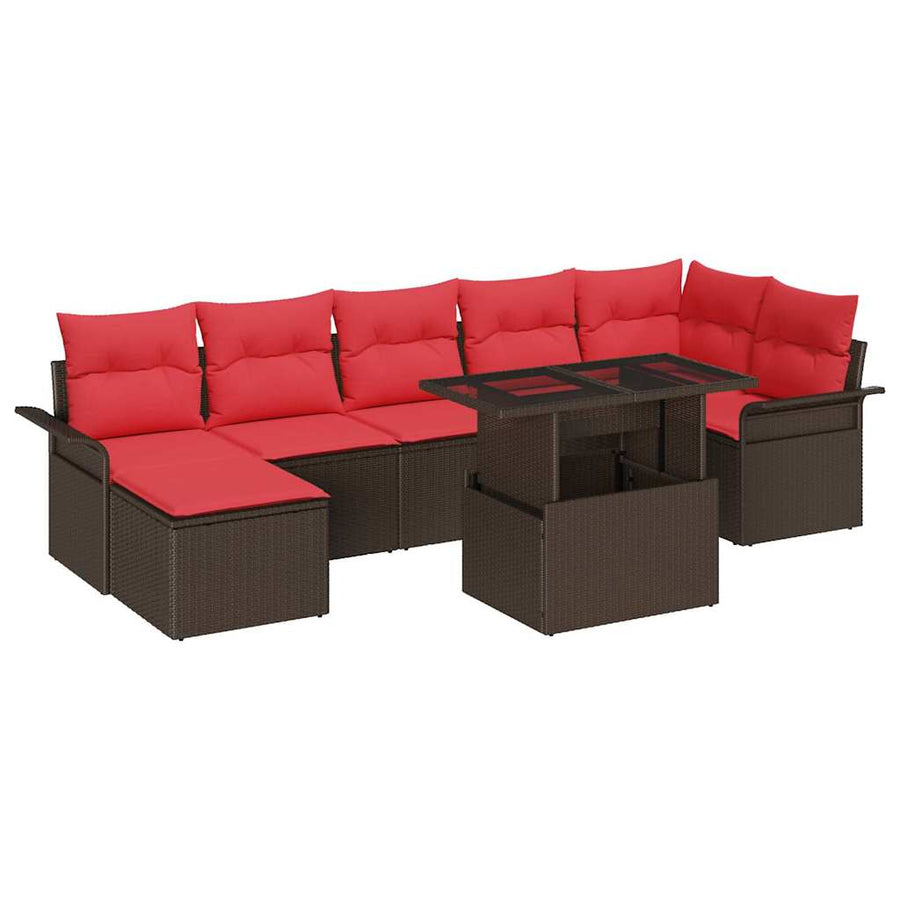 Tuin Sofa Set met kussen 8 pcs Bruin poly rattan