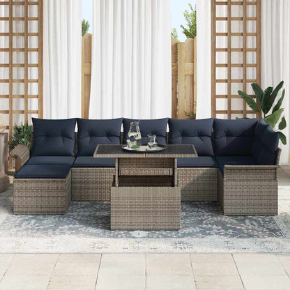 Tuin Sofa Set met kussen 8 pcs Grijs poly rattan