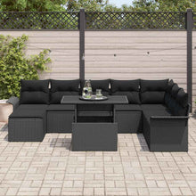 Tuin Sofa Set met kussen 9 pcs Zwart poly rattan