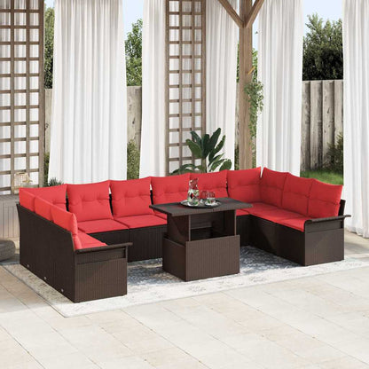 Tuin Sofa Set met kussen 11 pcs Bruin Poly riet