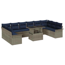 Tuin Sofa Set met kussen 11 pcs Grijs Poly riet