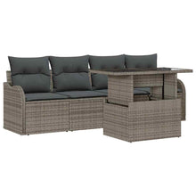 Tuin Sofa Set met kussen 5 pcs Grijs Poly riet