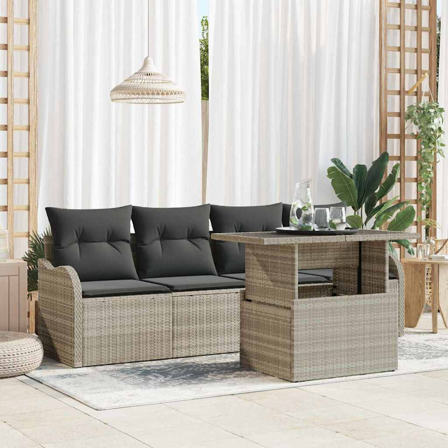 Tuin Sofa Set met kussen 5 pcs Lichtgrijs Poly riet