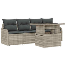 Tuin Sofa Set met kussen 5 pcs Lichtgrijs Poly riet