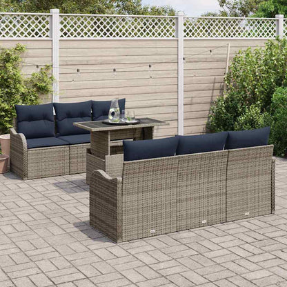 Tuin Sofa Set 7 st Grijs poly rattan