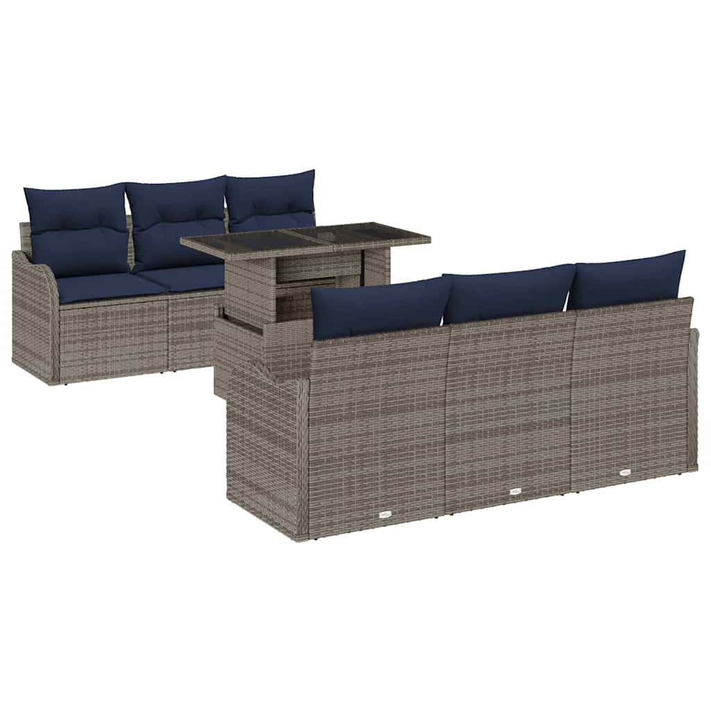 Tuin Sofa Set 7 st Grijs poly rattan