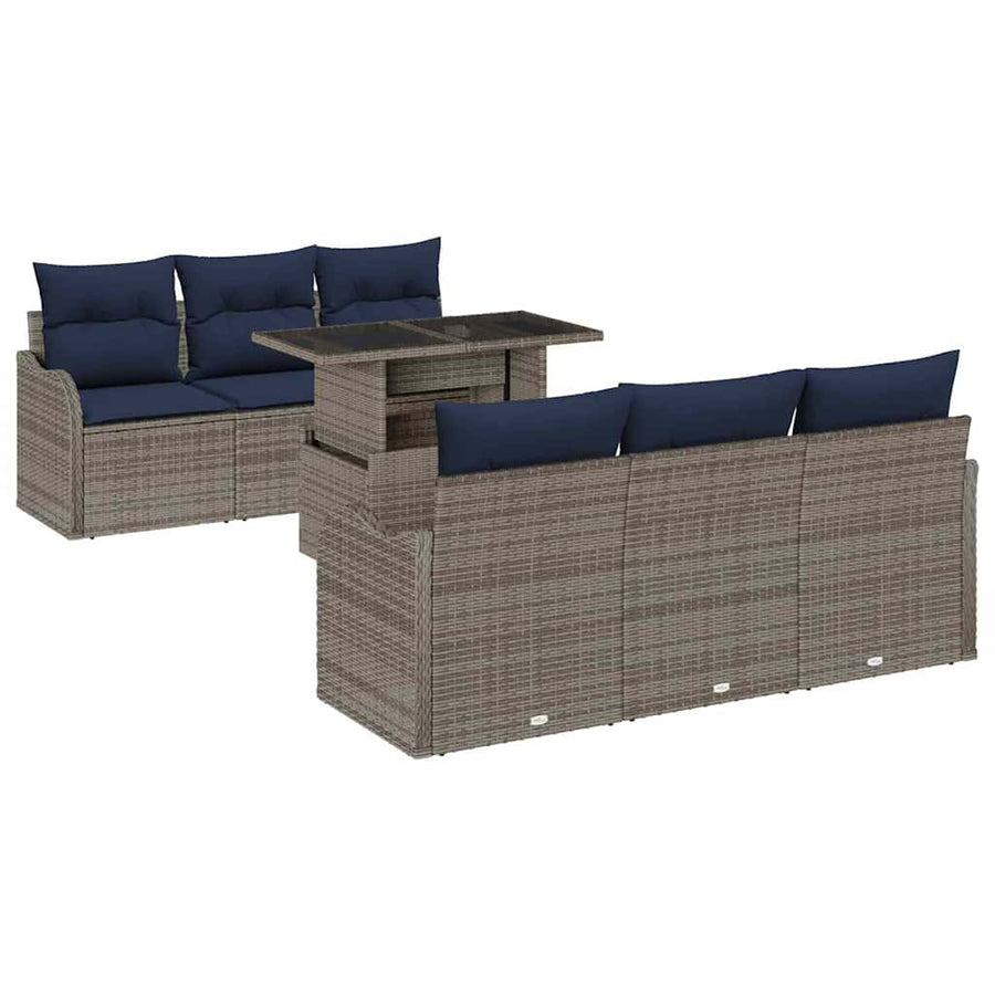 Tuin Sofa Set 7 st Grijs poly rattan