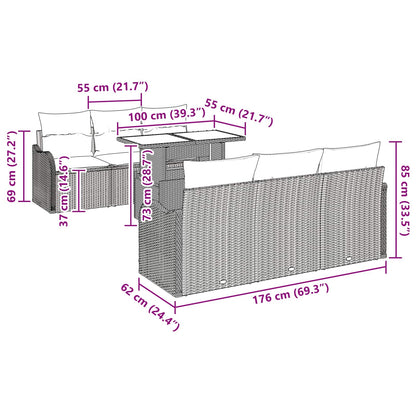 Tuin Sofa Set 7 st Grijs poly rattan