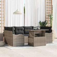 Tuin Sofa Set met kussen 7 pcs Grijs en Donkergrijs poly rattan
