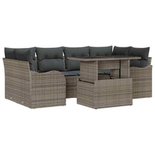 Tuin Sofa Set met kussen 7 pcs Grijs en Donkergrijs poly rattan