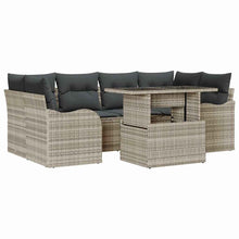 Tuin Sofa Set met kussen 7 pcs Lichtgrijs Poly riet