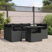 Tuinset poly rotan 7-delig zwart