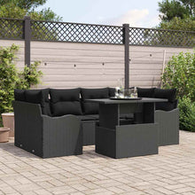 Tuin Sofa Set met kussen 7 pcs Zwart Poly riet