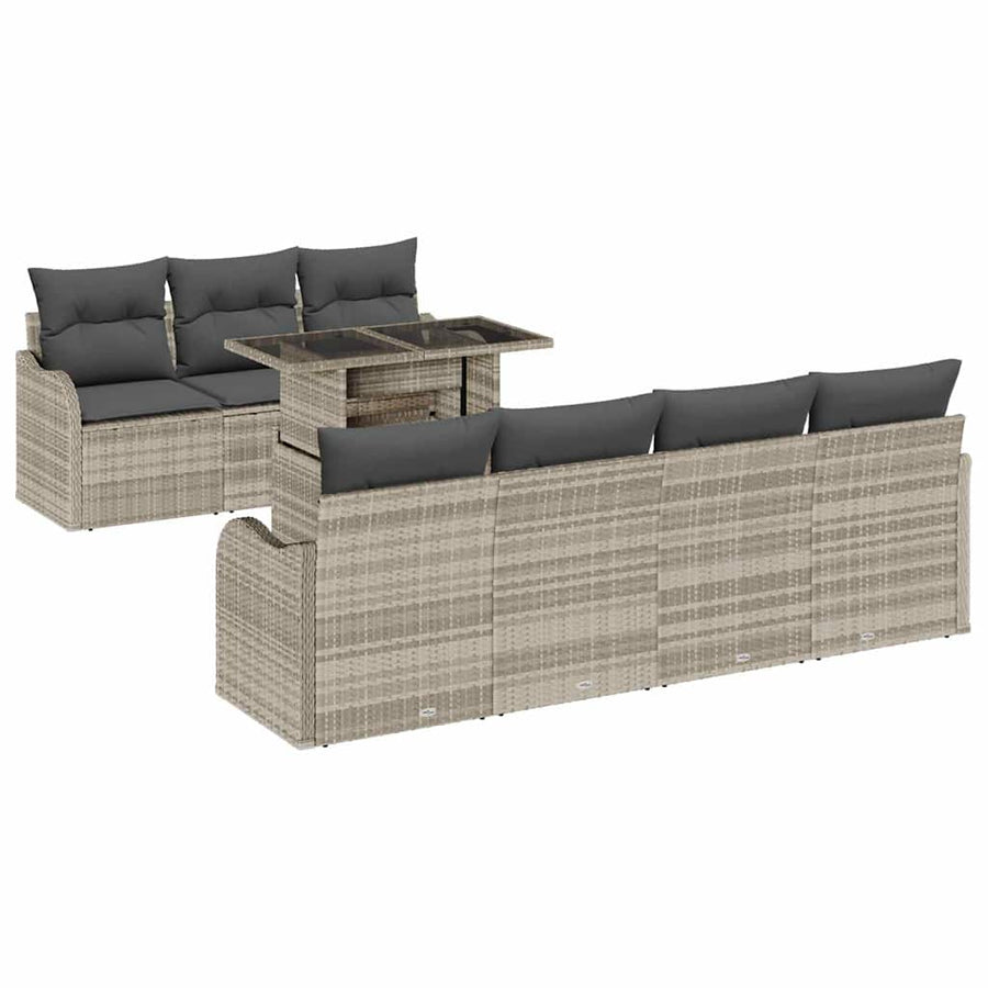 Tuin Sofa Set met kussen 8 pcs Lichtgrijs Poly riet
