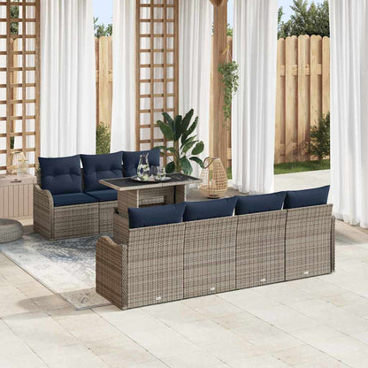 Tuin Sofa Set 8 st Grijs poly rattan