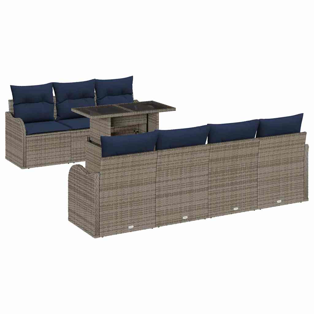 Tuin Sofa Set 8 st Grijs poly rattan