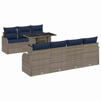 Tuin Sofa Set 8 st Grijs poly rattan