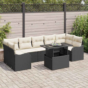 Garden Sofa Set with Cushions 8 pcs Black Poly Rattan