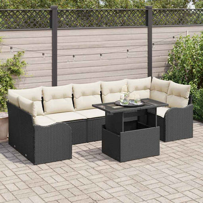 Tuin Sofa Set met kussen 8 pcs Zwart Poly riet